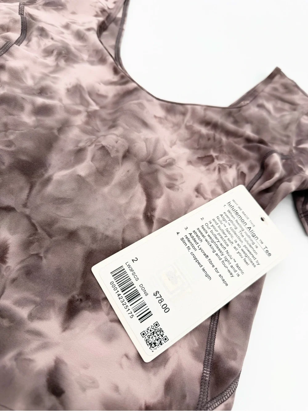 NWT Lululemon Align Tee | Mauve and Charcoal Tie-Dye Short Sleeve Scoop Neck Top